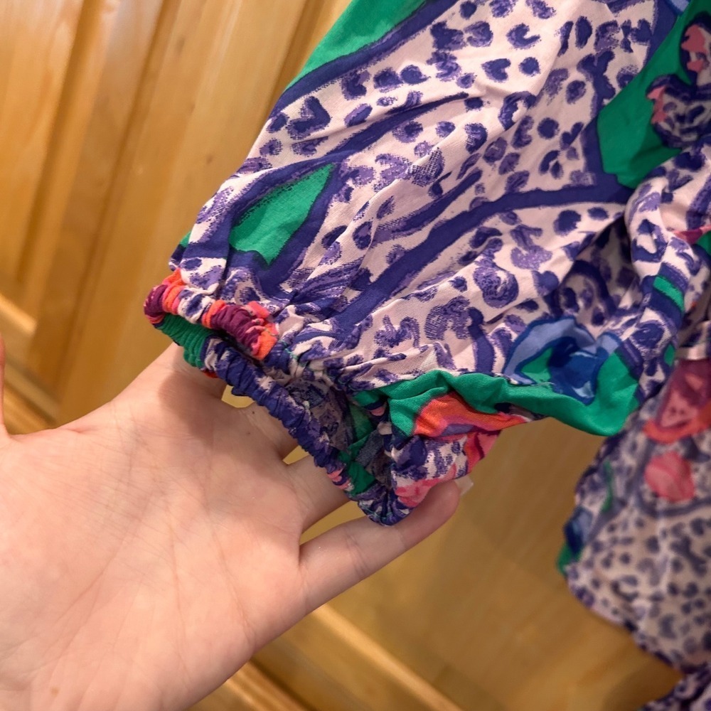 Art of Anthropologie Kendra Dandy Leopard Sunglasses Button Down Tie Top - Picture 7 of 9